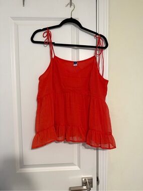 Old Navy Red Tie-Shoulder Ruffle Hem Camisole
